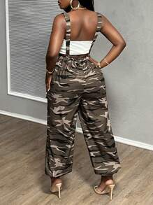 Slaydiva 女士街头迷彩宽松背带裤 - 彩色 - 查看 2