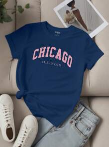 SHEIN Unity 5PCS Áo thun in chữ Slogan cho nữ Áo thun ngắn tay thường ngày Áo thun họa tiết cho nữ - Nhiều màu - Xem 3