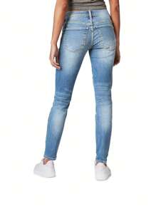 Women's Casual Slim Fit Low Waist Pocket Button Denim Capri Pants, Suitable For Commuting And Daily Wear, Autumn