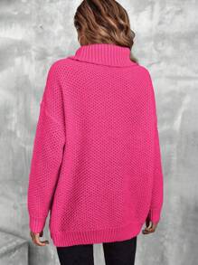 SHEIN LUNE Suéter casual de mujer de unicolor y diseño minimalista, top de manga larga
