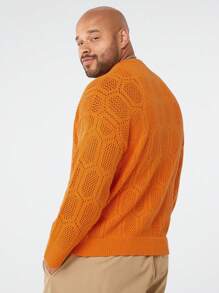Manfinity VCAY 秋冬季大码男士圆领针织套头衫 - 橘色 - 查看 2