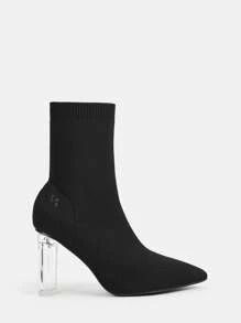 CUCCOO SZL Bộ sưu tập giày cao gót nữ co giãn mũi nhọn đan bốt đen-Giày nghỉ mát cao gót trong suốt Giảm giá mùa hè Giày đi học trở lại Giày sinh viên đại họcĐảng gợi cảm Baddie Hợp thời trang sang trọng Phong cách tuyệt đẹp Halloween - màu đen - Xem 6