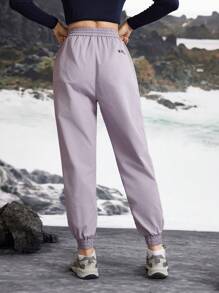 In My Nature Women's Solid Color Drawstring Pocket Relaxed Fit Outdoor Sports Pants & Joggers - Purple - View 2