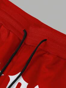 Manfinity Roghcode Men's Simple Printed Round Neck Short Sleeve T-Shirt And Pants Set - Multicolor - View 5