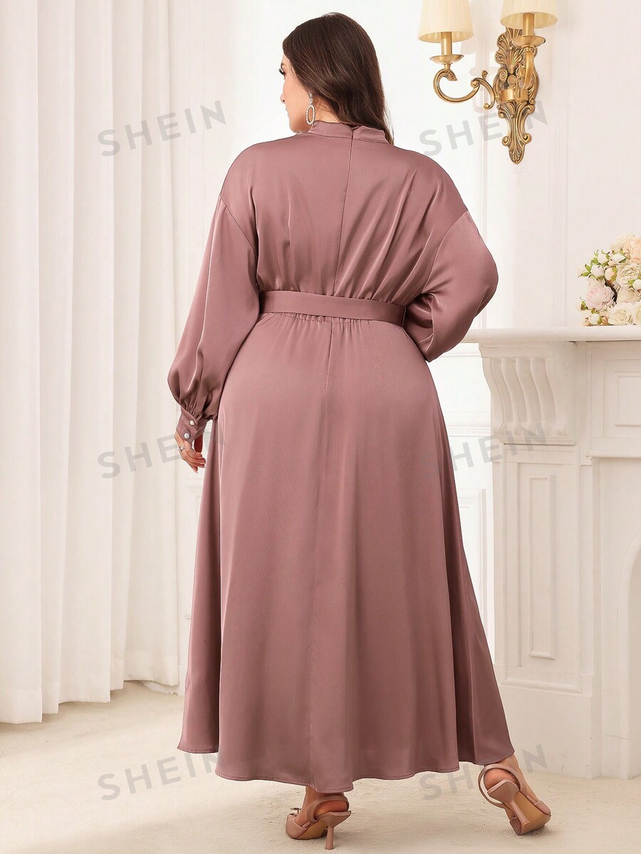 SHEIN Modely Robe longue à manches longues pour femmes grande taille Mode en ligne SHEIN FRANCE
