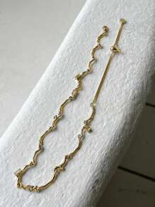 DAZY Collar simple de lujo con decoración de strass - Dorado - Ver 4