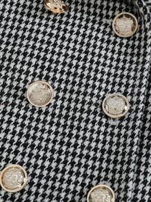 SHEIN Baby Girls' Fluffy Collar Houndstooth Jacket, Suitable For Formal Occasions - Black and White - View 4