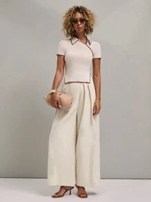 SHEIN Unity Women Casual Solid Color Wide Leg Pants