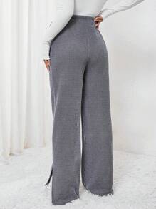SHEIN Maternity Adjustable Drawstring Wide Leg Pants - Grey - View 2