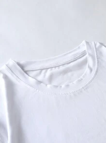 Manfinity EMRG 男士圆领短袖图案印花休闲 T 恤，卡通图案 T 恤 - 白色 - 查看 5