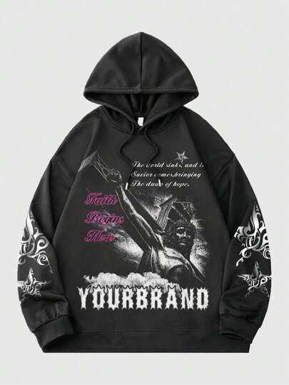 Street Life Men's Retro Distressed Graphic Pullover Hoodie