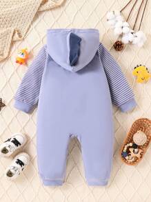 Infant Baby Boys Cute Lion Embroidered Plush Romper, Autumn&Winter