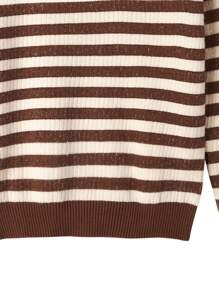 Chiquease Crew Neck Slim Striped Long Sleeve Warm Women Sweater, Knit Pullover Fall Winter - Multicolor - View 4