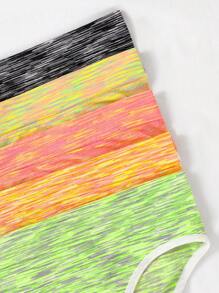 5pcs/Set Women Striped Patchwork Briefs - Multicolor - View 3