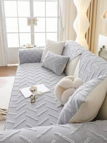 1 Đệm ghế sofa Jacquard màu trơn, Wabi-Sabins Wind Pet Friendly Chống trượt Chống bám bẩn Chống trầy xước Bốn mùa Phổ thông Giặt máy Dễ vệ sinh Dễ dàng đặt lại Đệm ghế sofa tách rời - Xám - Xem 6