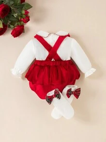 Souflis Souflis 3 件套女婴可爱蝴蝶结吊带裤套装，2024 年秋冬新款时尚舒适