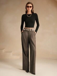 Anewsta Elegant Pleated Maxi Trousers