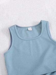 Tween Girl Solid Tank Top & Drawstring Waist All-Match Jogger Pants Casual 2-Piece Sets - Multicolor - View 5