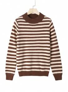 Chiquease Crew Neck Slim Striped Long Sleeve Warm Women Sweater, Knit Pullover Fall Winter - Multicolor - View 7