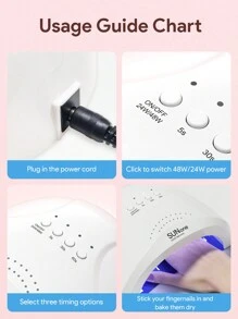 Teckwe LED Gel Nail Lamp,Smart Sensor UV Light Nail Phototherapy Machine,Professional Manicure Lamp,Quick-Drying & Fast Curing,4 Timing Functions & 30 LED Light Source Lamp Beads For Gel Polish Curing Salon Use & Home DIY Nail Art - White - View 8