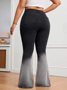 SHEIN EZwear Jeans acampanados y ceñidos de talla grande con efecto degradado