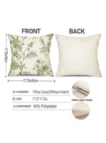 2 件植物印花靠垫套（无填充物），现代装饰抱枕套，适用于客厅和卧室，圣诞节可作为节日礼物 - 綠色 - 查看 3