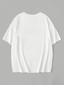 Slaydiva Camiseta de manga corta, cuello redondo, corte holgado, con patrón simple, de tela ligeramente transparente, para talla grande y uso casual en verano