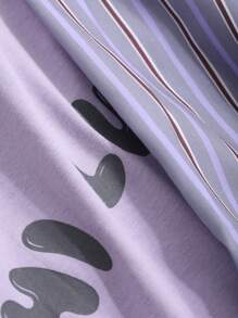 DAZY 2 件套简约字母印花无袖上衣和条纹睡裤家居服套装 - 紫色 - 查看 7