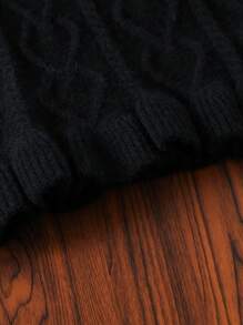 Tween Girls Knitted Sweater Skirt, Elegant Street Style Short A-Line Skirt For Autumn And Winter - Black - View 3