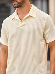 Manfinity VCAY 夏季男士针织 Polo 领修身短袖 Polo 衫 - 白色 - 查看 5