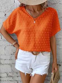 SHEIN LUNE Camisa Casual Feminina de Manga Morcego de Cor Sólida