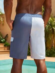 Surfspeed Men's Color Block Drawstring Beach Shorts With Pockets, Summer - Multicolor - View 2