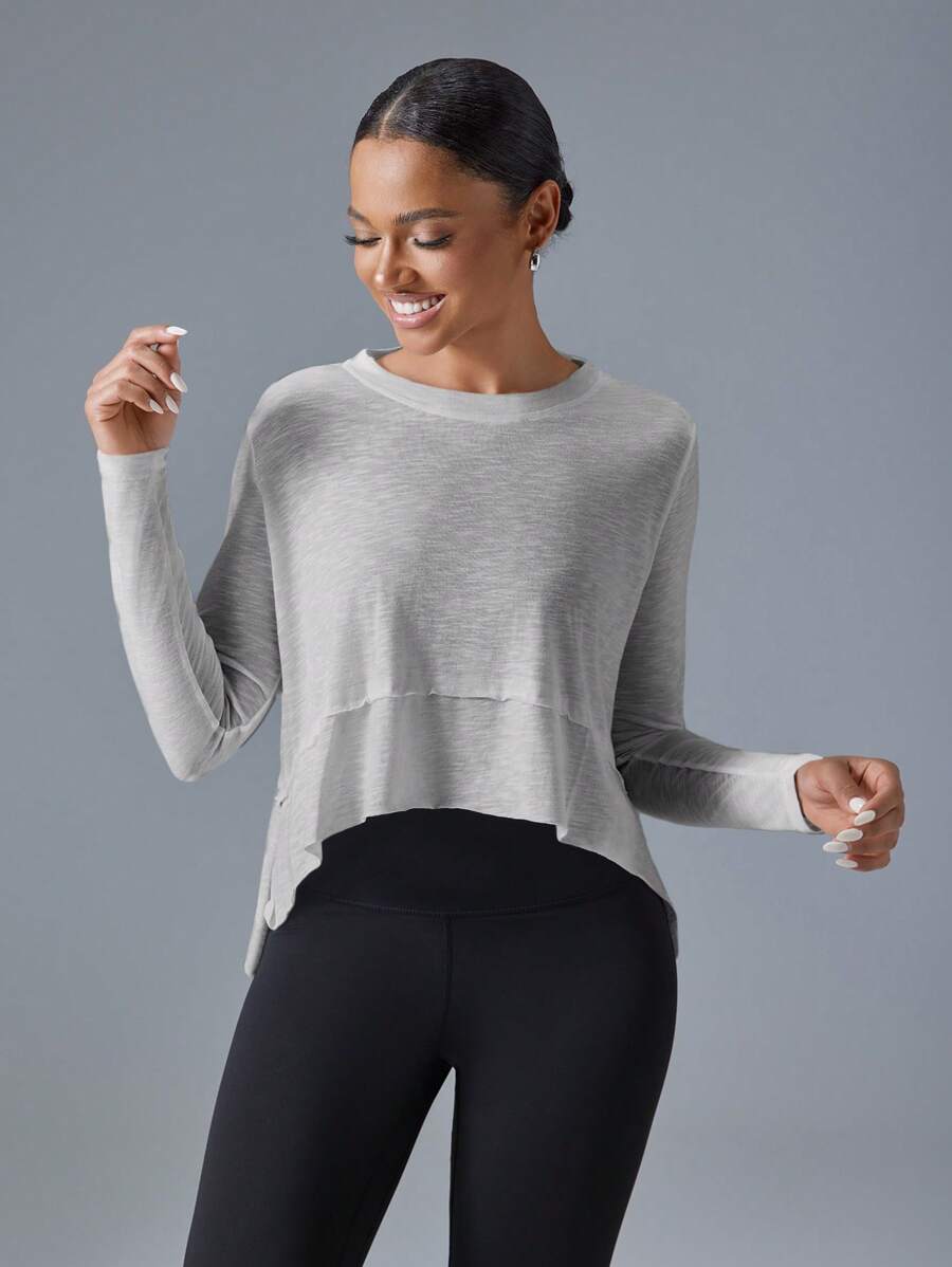 VARSITIE 夏季和秋季户外休闲基本款女式运动 T 恤和背心 - 淺灰色 - 查看 1