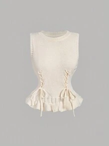 SHEIN MOD 米色系带复古可爱女士针织毛衣秋季女士毛衣可爱毛衣卡哇伊衣服韩国时尚秋季女装