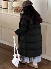 Dazy Kids Chaqueta con capucha para niñas, color liso - Negro - Ver 2