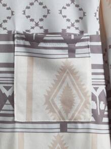 Manfinity Homme Men's Retro Style Printed Long Sleeve Jacket - Multicolor - View 4