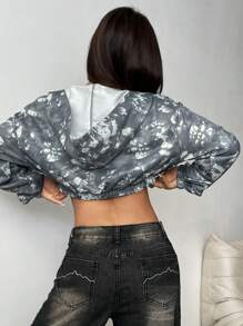 Flirla Áo hoodie tay dài dáng ngắn, khóa kéo phía trước, kiểu dáng thường ngày, thích hợp mặc vào mùa thu. - Nhiều màu - Xem 2