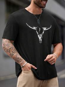 EASEVO Men's Plus Size Slim Fit Crew Neck Vintage T-Shirt, Summer, For Fall