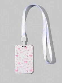 ROMWE Kawaii 1pc Adorable Bow Tie Slide Cover Card Holder Halter Badge Protector Case, Back To School Valentines - Multicolor - View 2