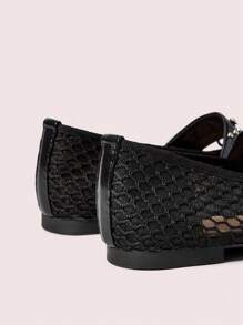 CUCCOO DOLLMOD Giày đế bằng lưới đen thời trang nữ Halloween Sorceress mùa thu - trắng - Xem 4