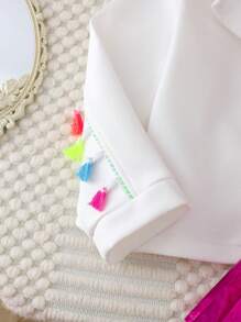 SHEIN 2pcs/Set Young Girl Fashion Elegant Top Jacket + Fuschia Pleated Skirt Outfit, Spring & Autumn