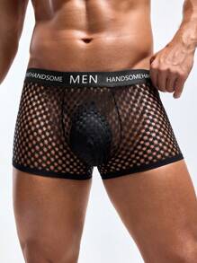 Men's Letter Webbing Hollow Sexy Underwear