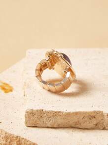 SHEIN Anillo vintage elegante con gema morada
