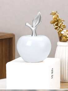 1 ornement en céramique en forme de pomme blanc, style créatif de luxe, artisanat, convient pour le bureau, la maison, la décoration. Meilleurs cadeaux