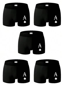 5 piezas/paquete Boxers respirables para hombre, surtido de tallas y estilos - Negro - Ver 3