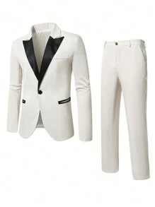 Manfinity Mode Bộ 2 quần áo vest và quần dài tay cổ ve lật cỡ lớn cho nam - Nhiều màu - Xem 3