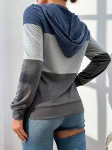 Zolique Women Hooded Long Sleeve Colorblock Jacket Fall Cloth For Women - Multicolor - View 2