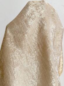 EMERY ROSE Áo cánh nhung satin cổ bẻ tay bồng màu trơn - Rượu sâm banh - Xem 3