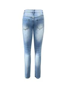 Women's Casual Slim Fit Low Waist Pocket Button Denim Capri Pants, Suitable For Commuting And Daily Wear, Autumn