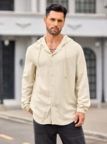 Manfinity VCAY Camicia con cappuccio casual slim fit da uomo, adatta per l'autunno